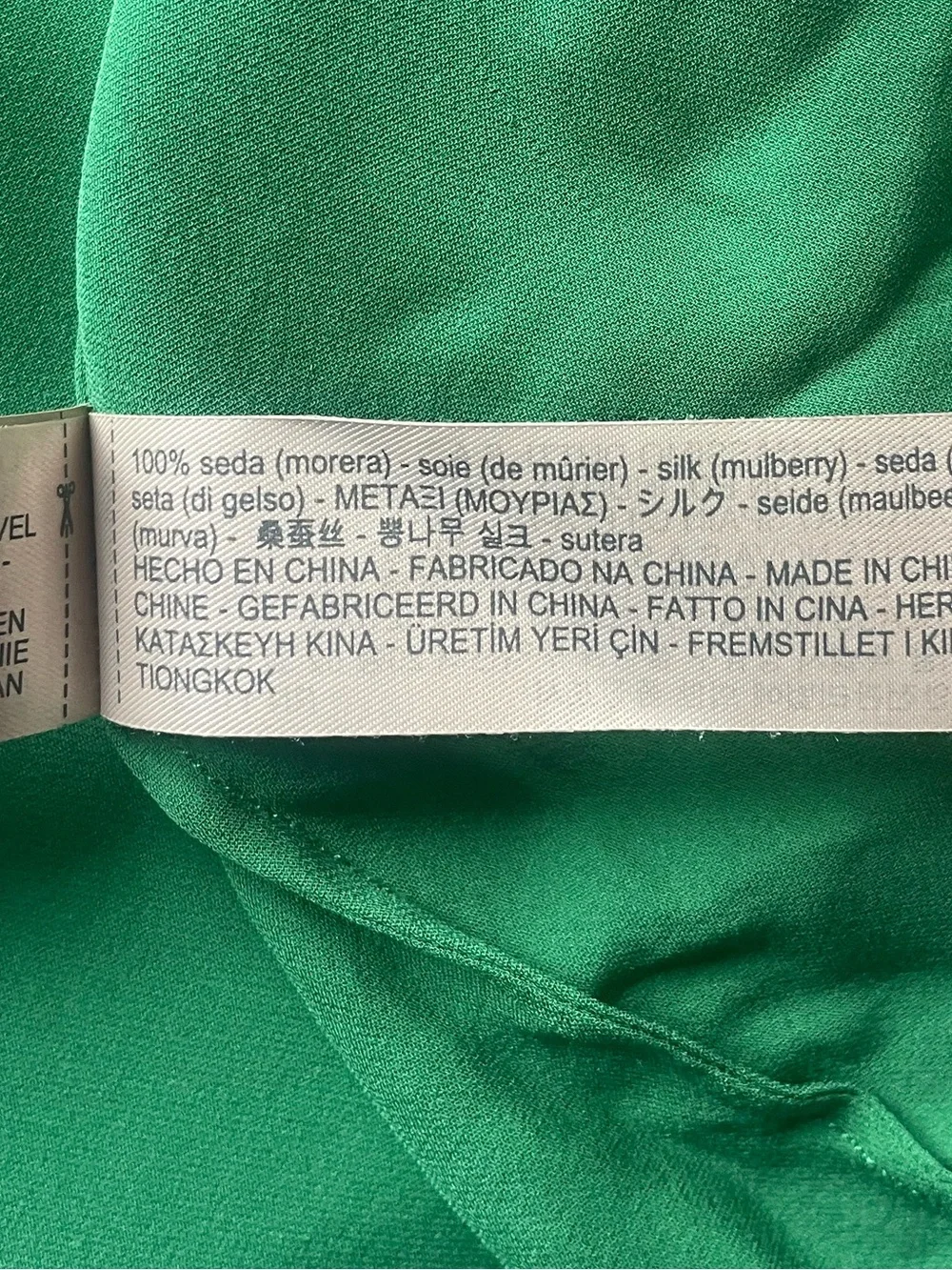 Massimo Dutti Silk Green Wrap Caftan Dress Midi Relaxed Fit Medium - Picture 5 of 8